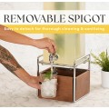 Mid-Century 3 Gallon Square Beverage Dispenser with Walnut and Chrome Base and Infusion Chamber